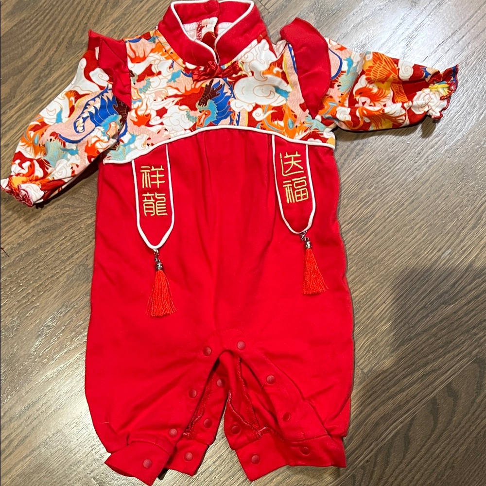 Red Chinese New Year Baby One-Piece Bodysuit 3-6mo